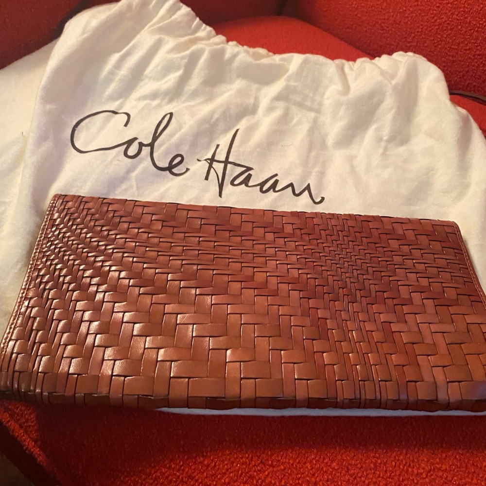 COLE HAAN WOVEN LEATHER CLUTCH
